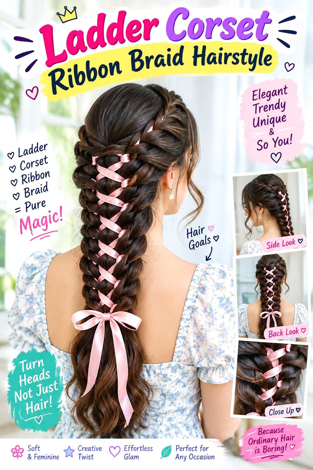 Ladder Corset Ribbon Braid Hairstyle