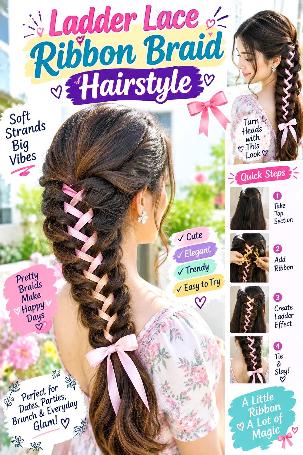 Ladder Lace Ribbon Braid Hairstyle