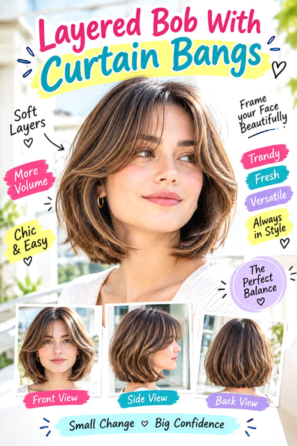 Layered Bob With Curtain Bangs