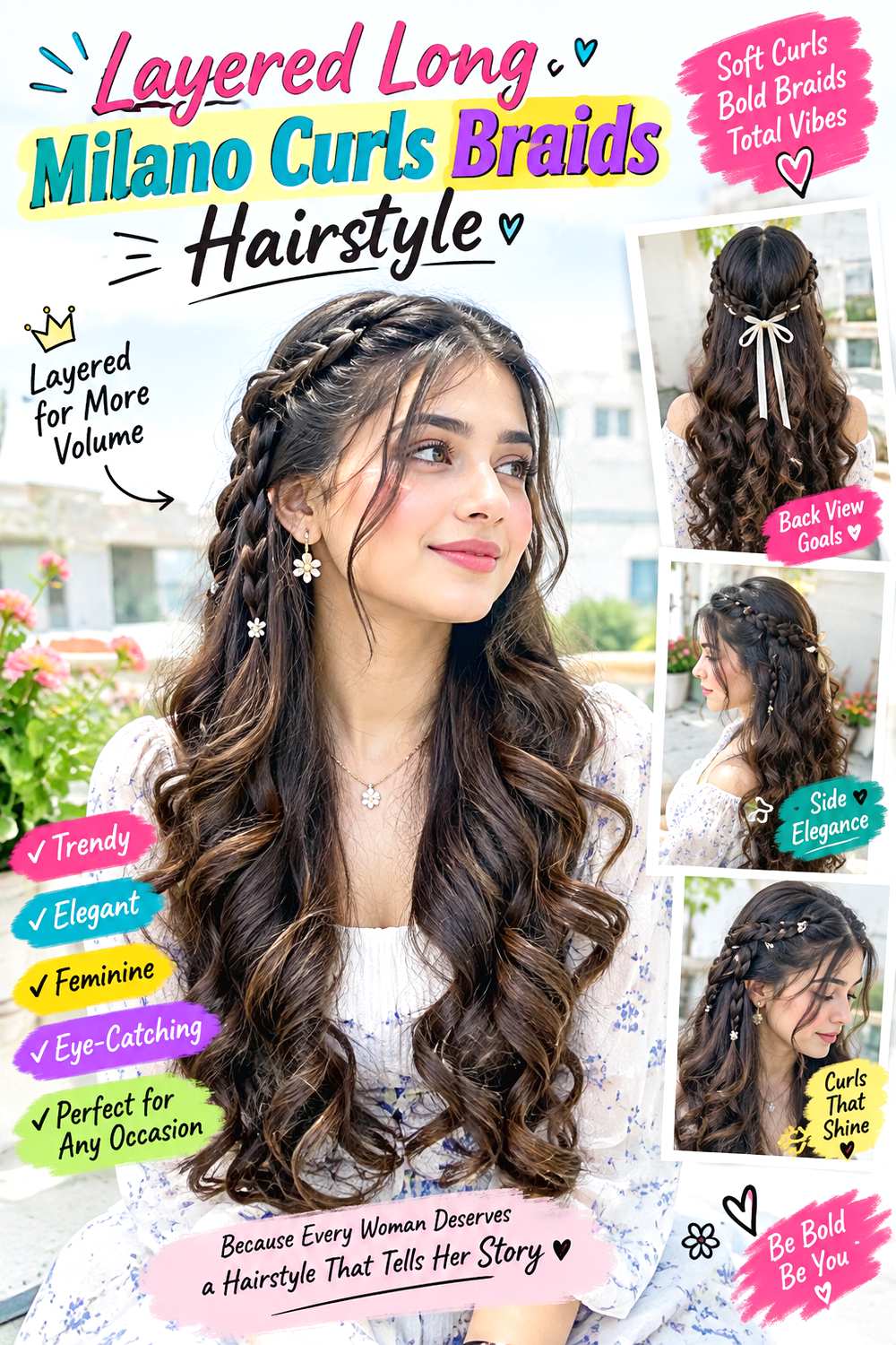 Layered Long Milano Curls Braids Hairstyle