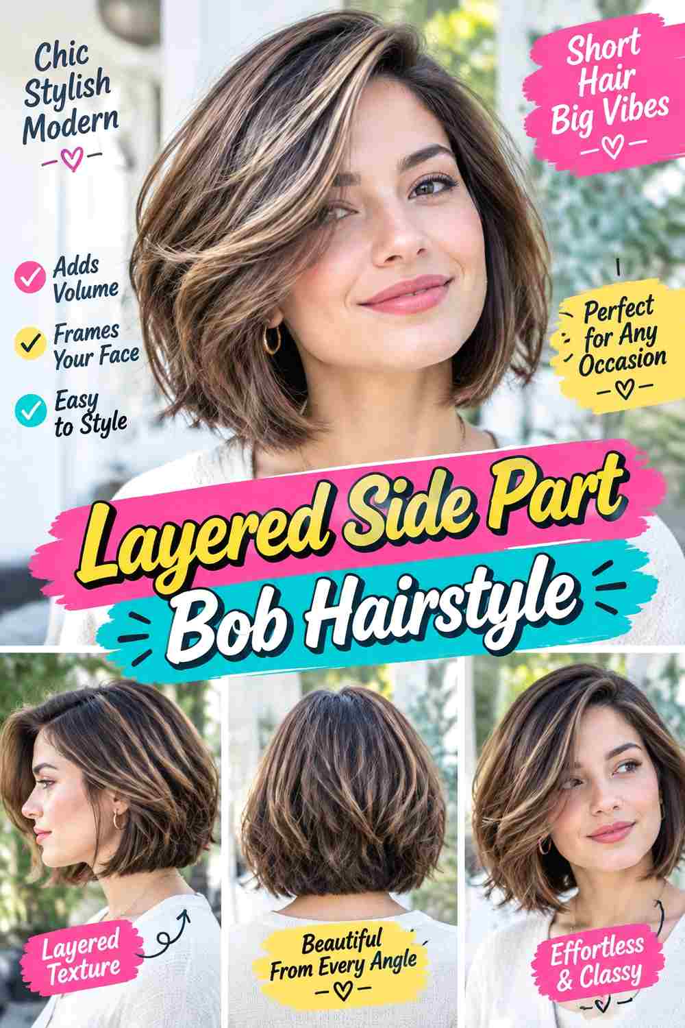 Layered Side Part Bob Hairstyle