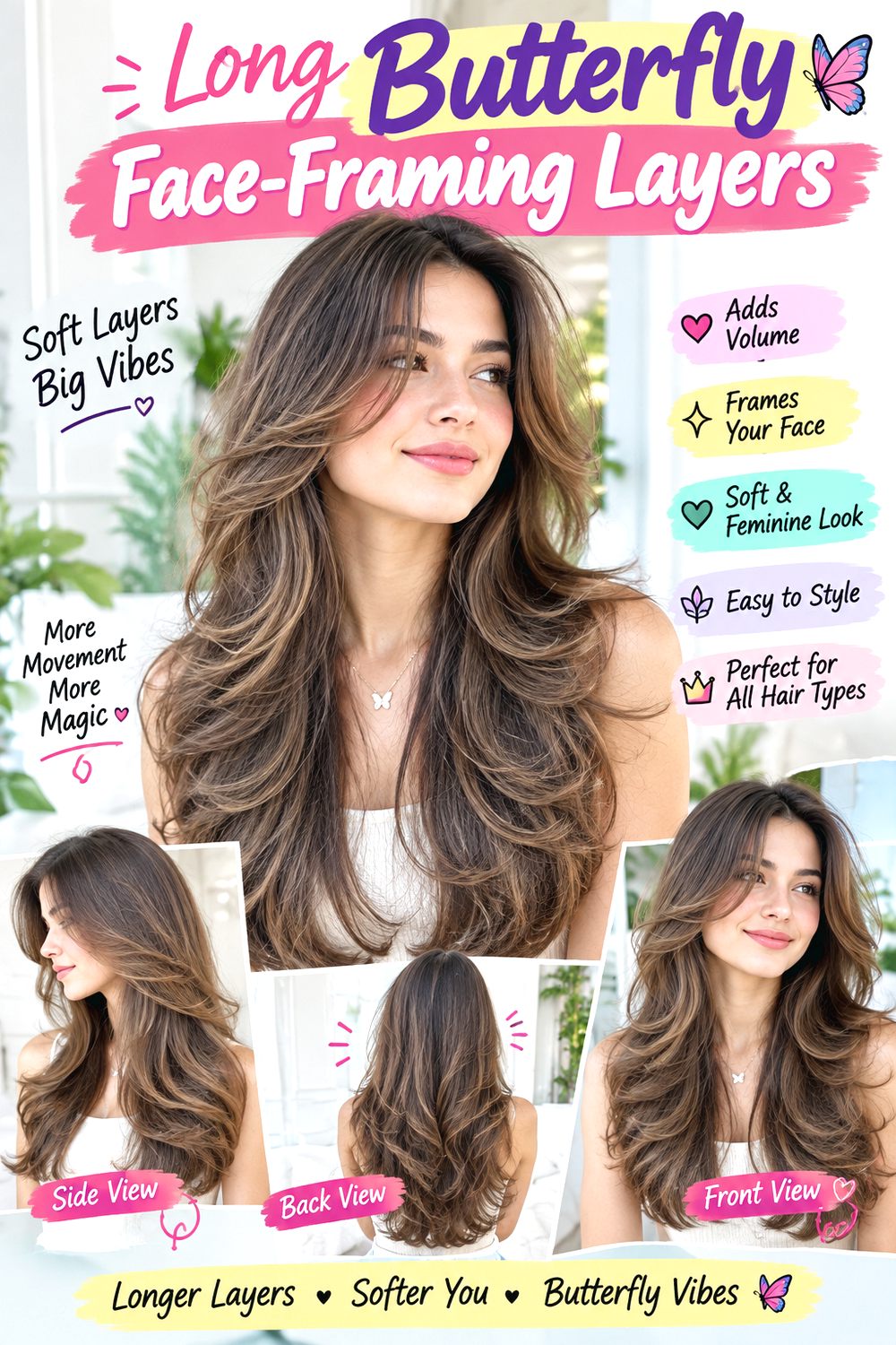 Long Butterfly Face-Framing Layers Hairstyle