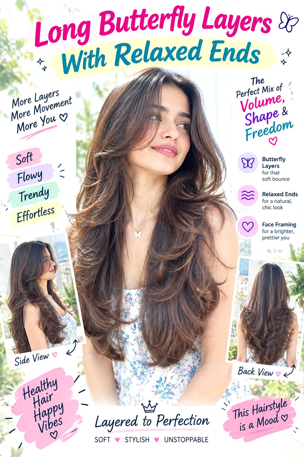 Long Butterfly Layers With Relaxed Ends Hairstyle