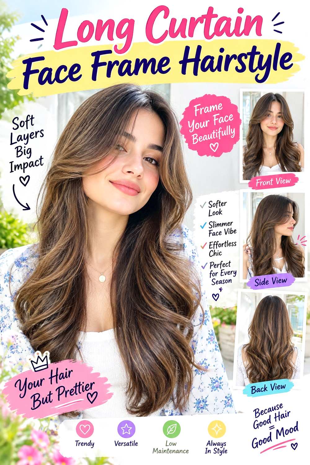 Long Curtain Face Frame Hairstyle