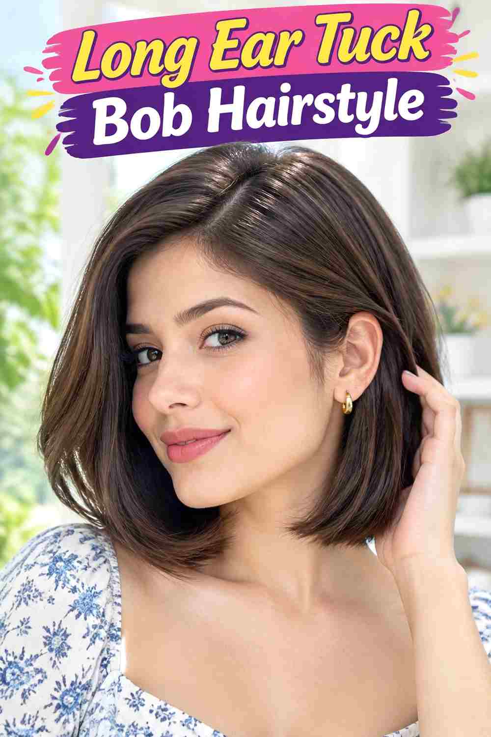 Long Ear Tuck Bob Hairstyle