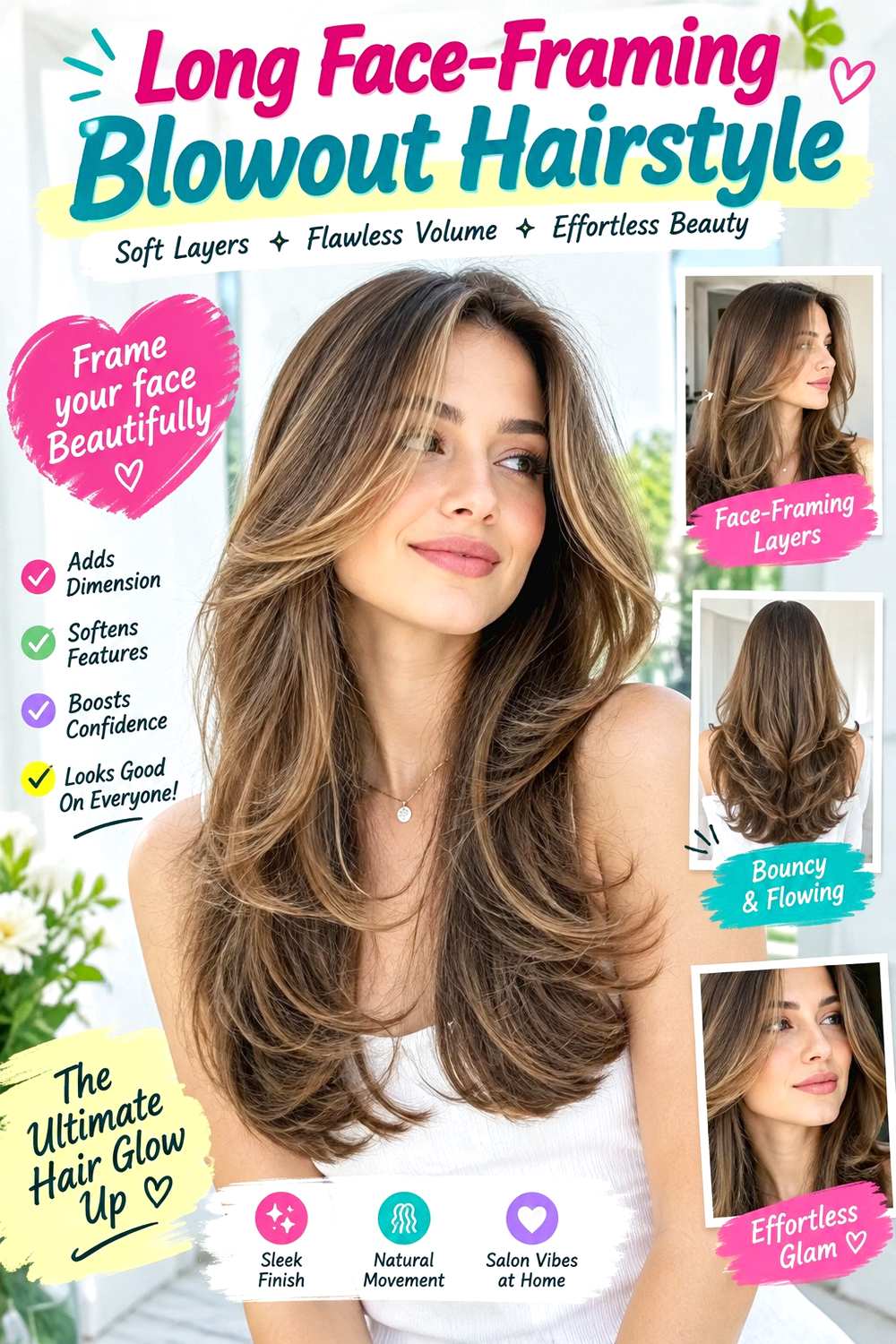 Long Face-Framing Blowout Hairstyle