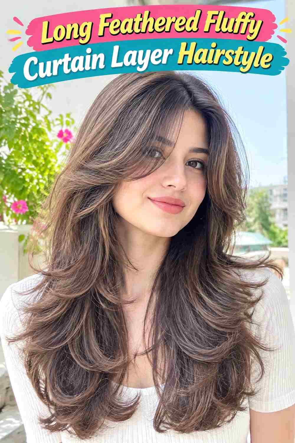 Long Feathered Fluffy Curtain Layer Hairstyle