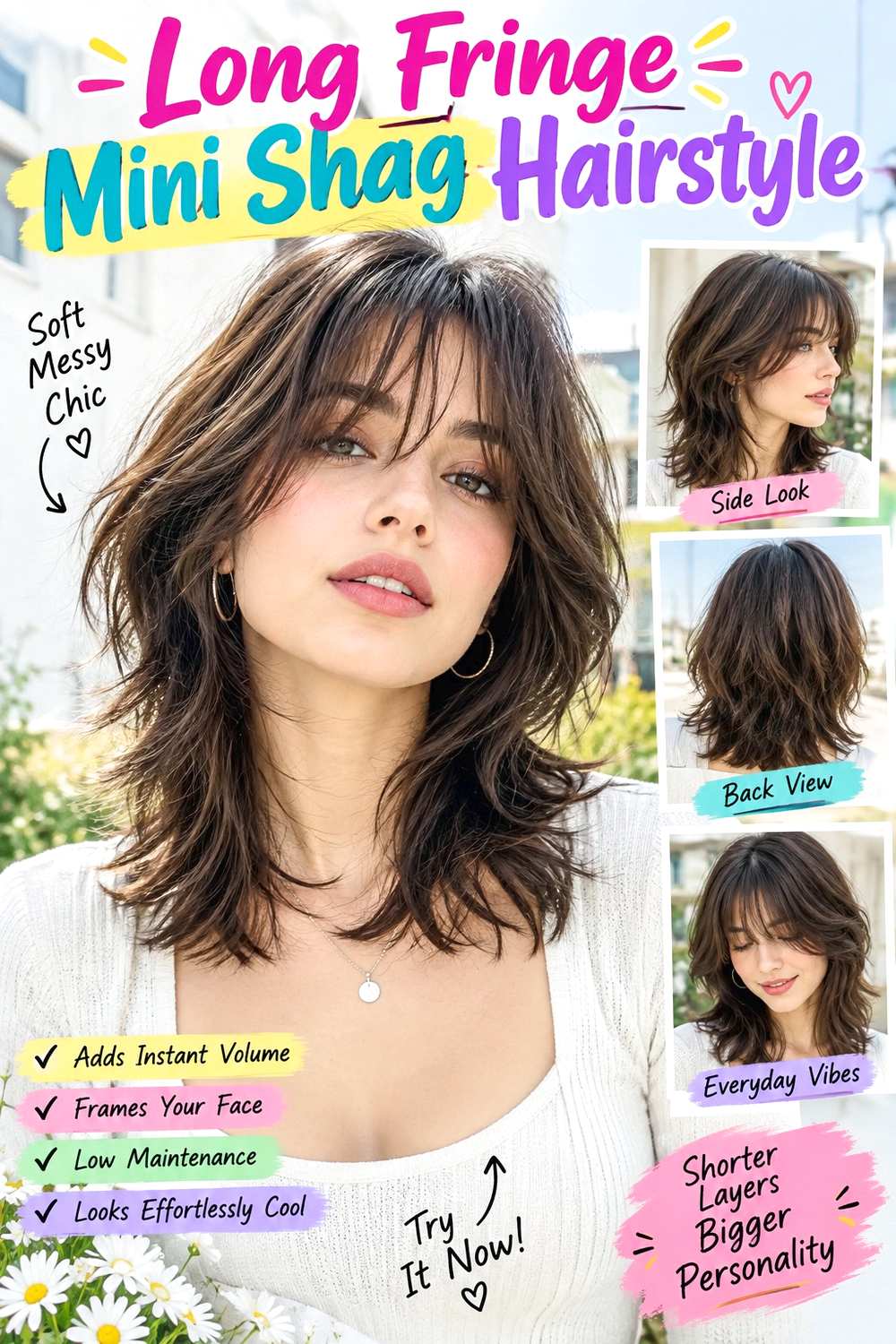 Long Fringe Mini Shag Hairstyle