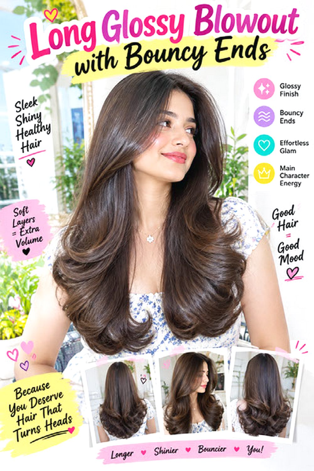 Long Glossy Blowout with Bouncy Ends hairstyle
