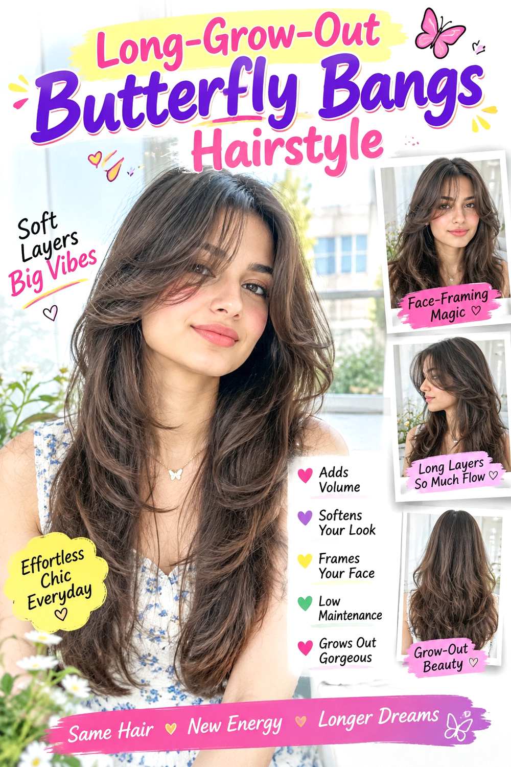 Long-Grow-Out Butterfly Bangs Hairstyle