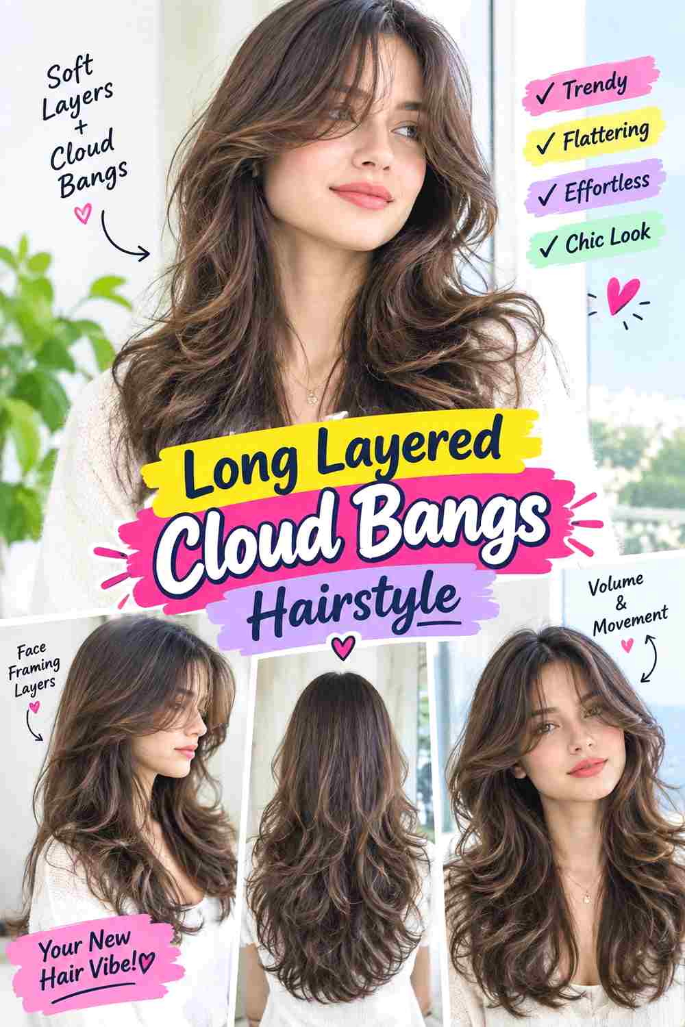 Long Layered Cloud Bangs Hairstyle