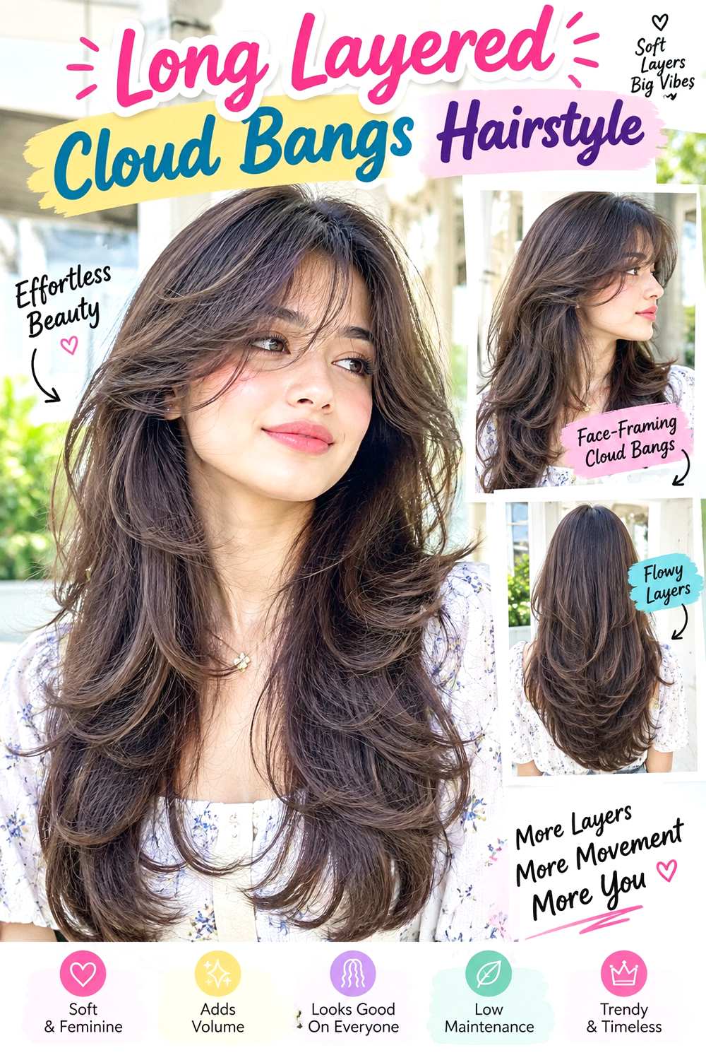 Long Layered Cloud Bangs Hairstyle