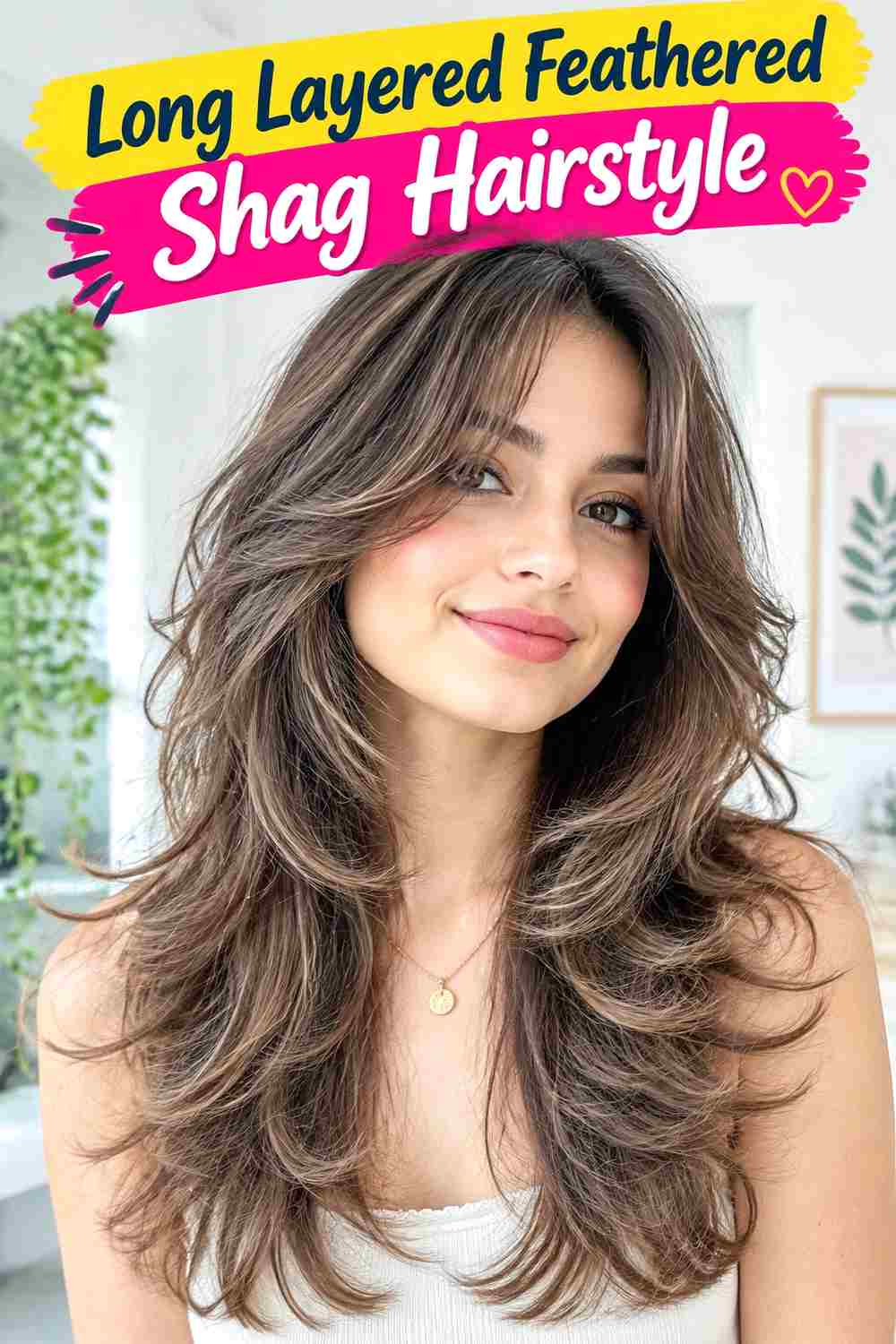 Long Layered Feathered Shag Hairstyle