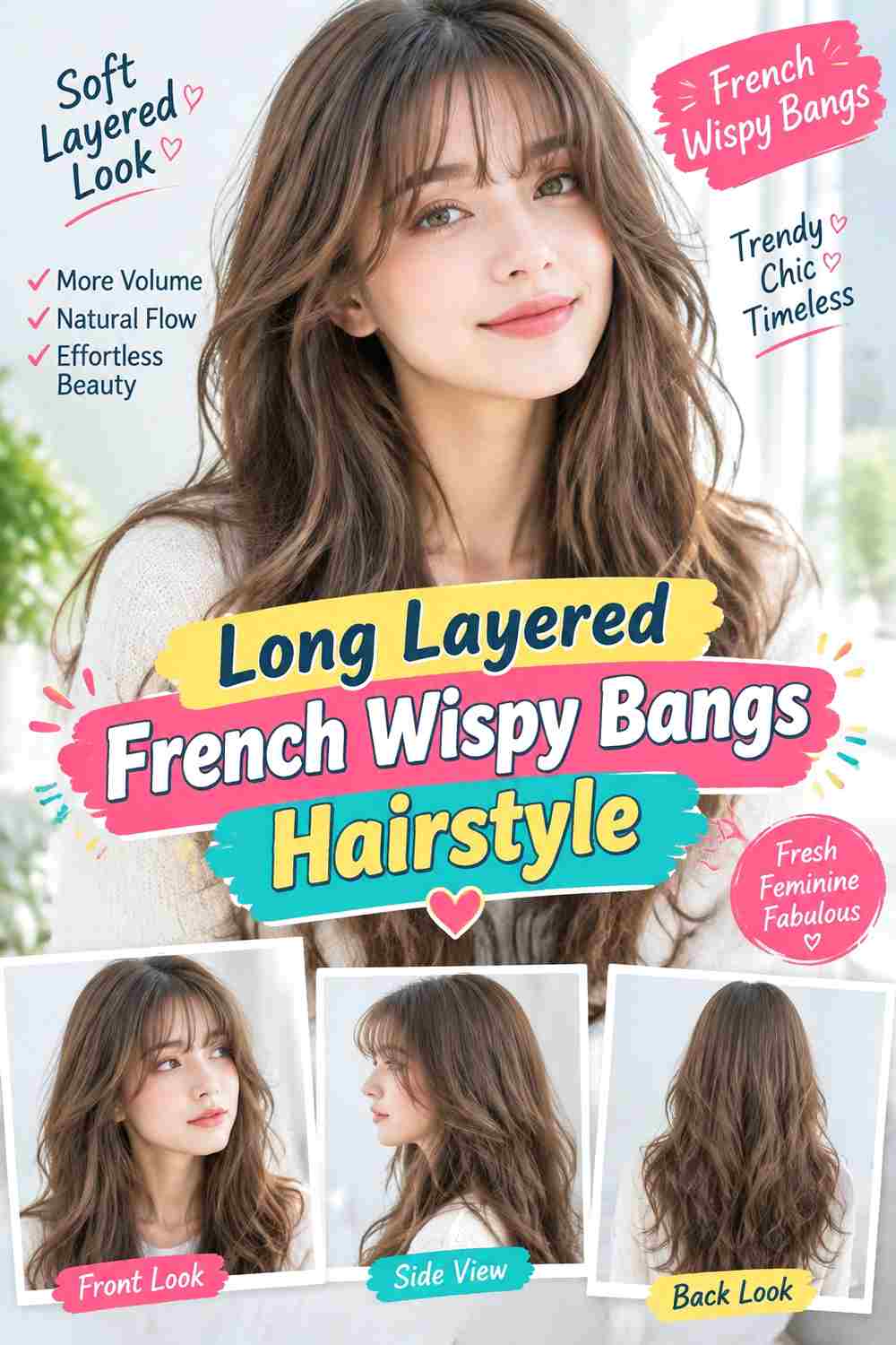 Long Layered French Wispy Bangs Hairstyle