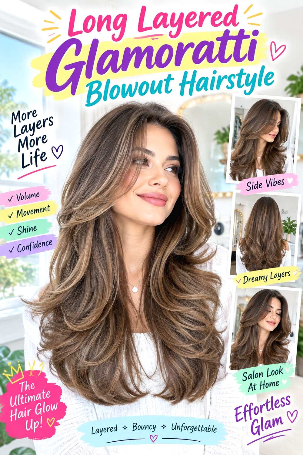 Long Layered Glamoratti Blowout Hairstyle