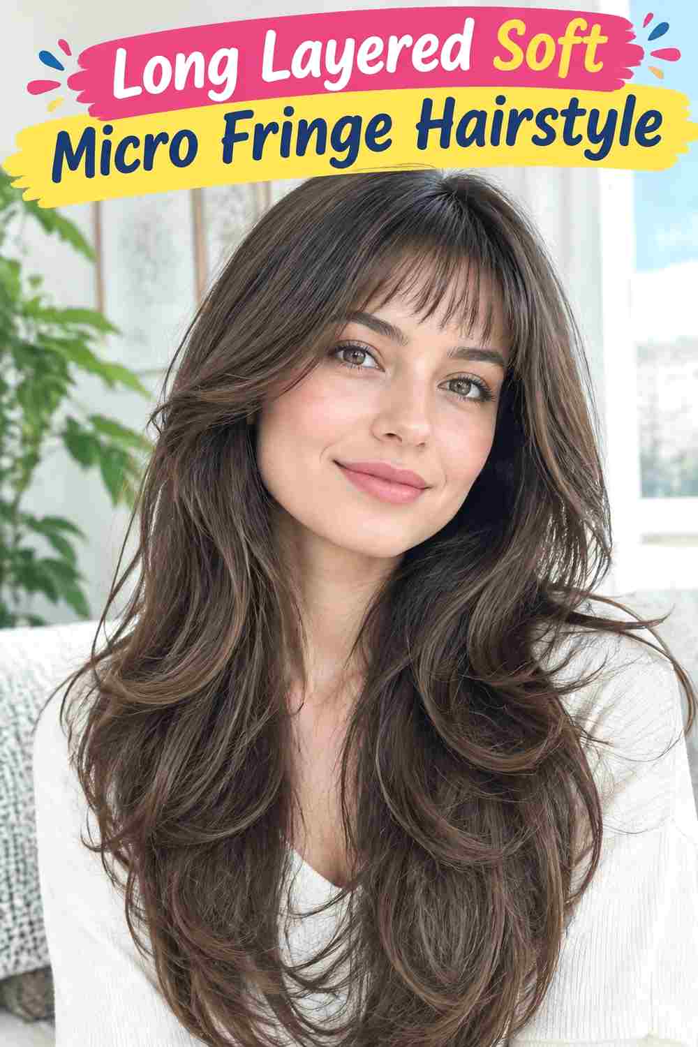 Long Layered Soft Micro Fringe Hairstyle