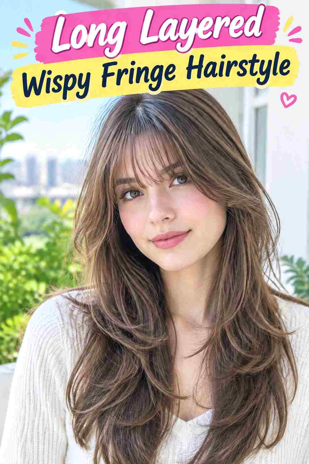 Long Layered Wispy Fringe Hairstyle