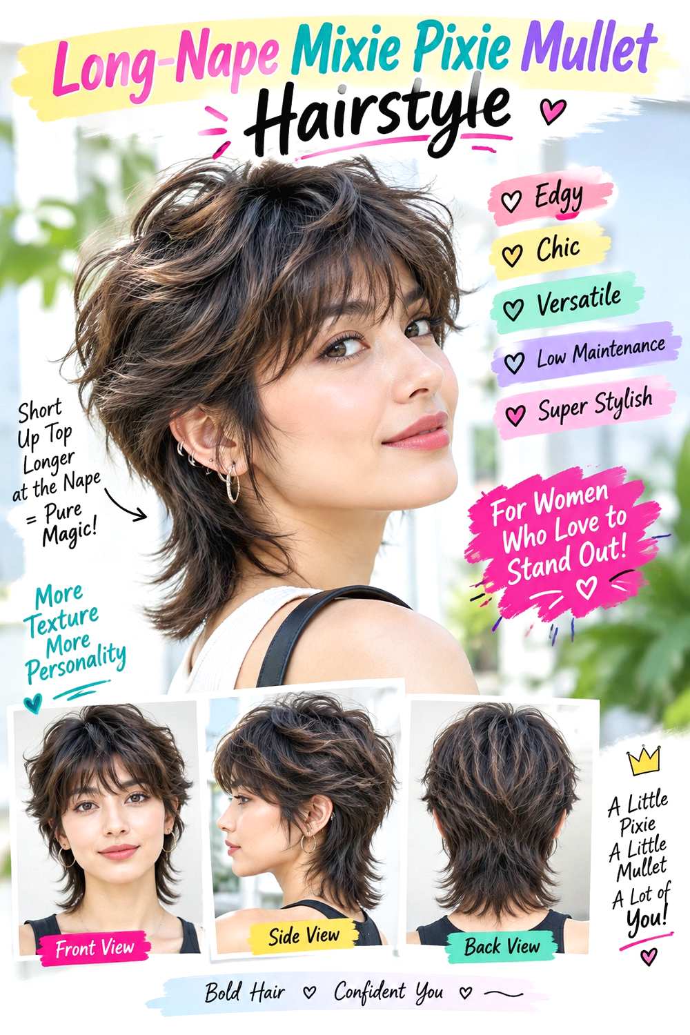 Long-Nape Mixie Pixie Mullet Hairstyle