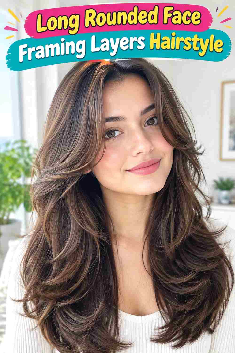 Long Rounded Face Framing Layers Hairstyle
