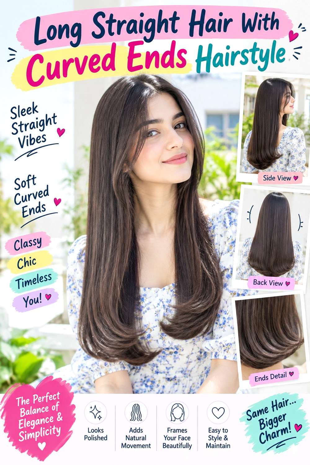 Long Straight Hair With Curved Ends Hairstyle ()
