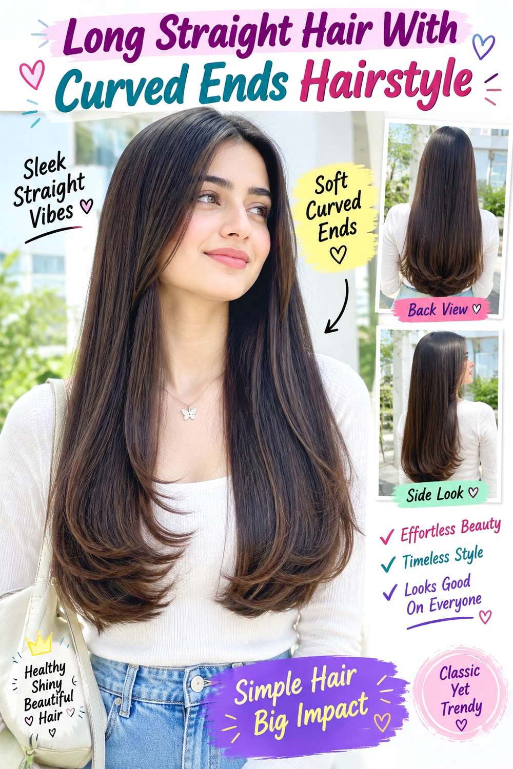 Long Straight Hair With Curved Ends Hairstyle