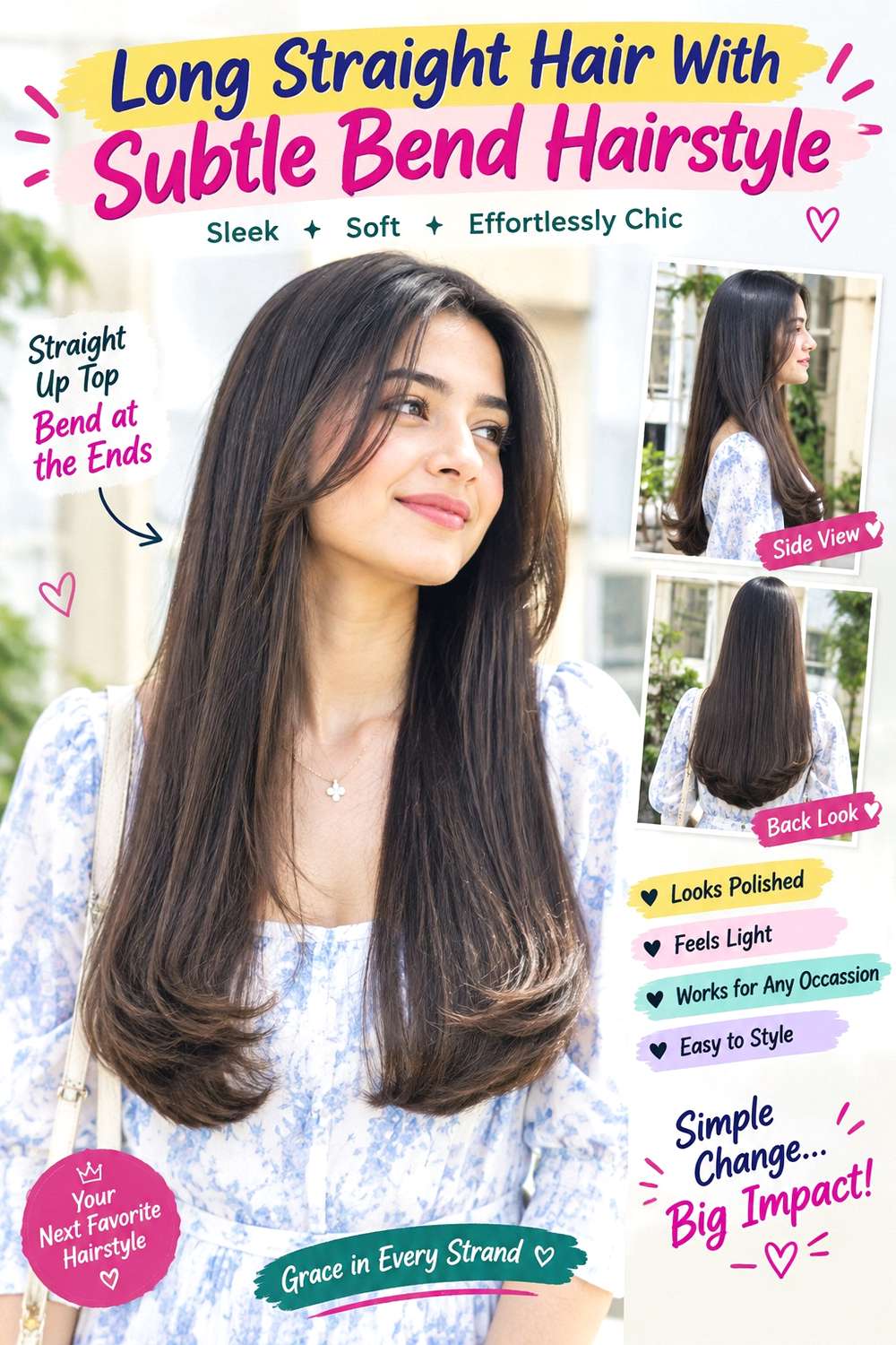 Long Straight Hair With Subtle Bend Hairstyle