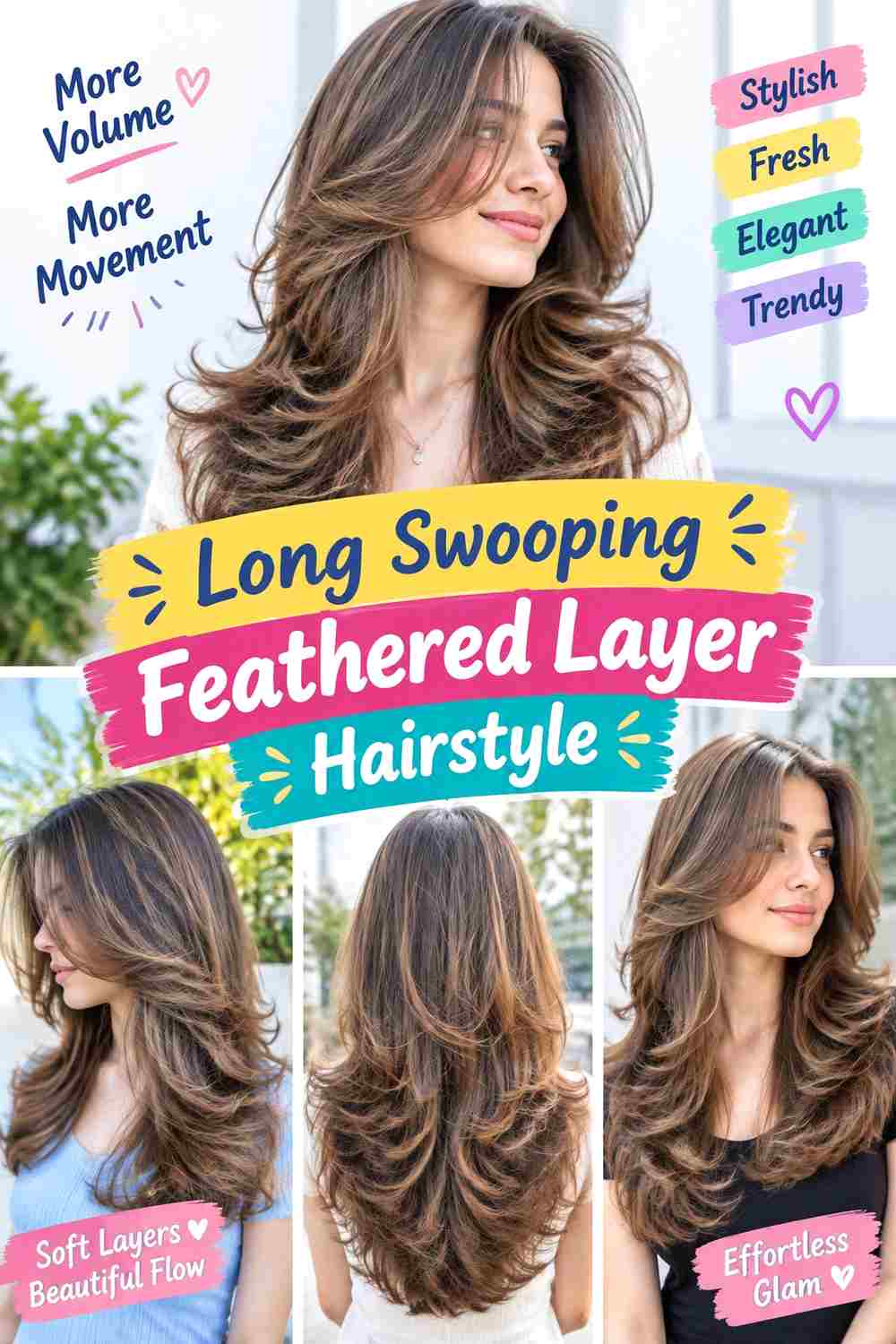 Long Swooping Feathered Layer Hairstyle