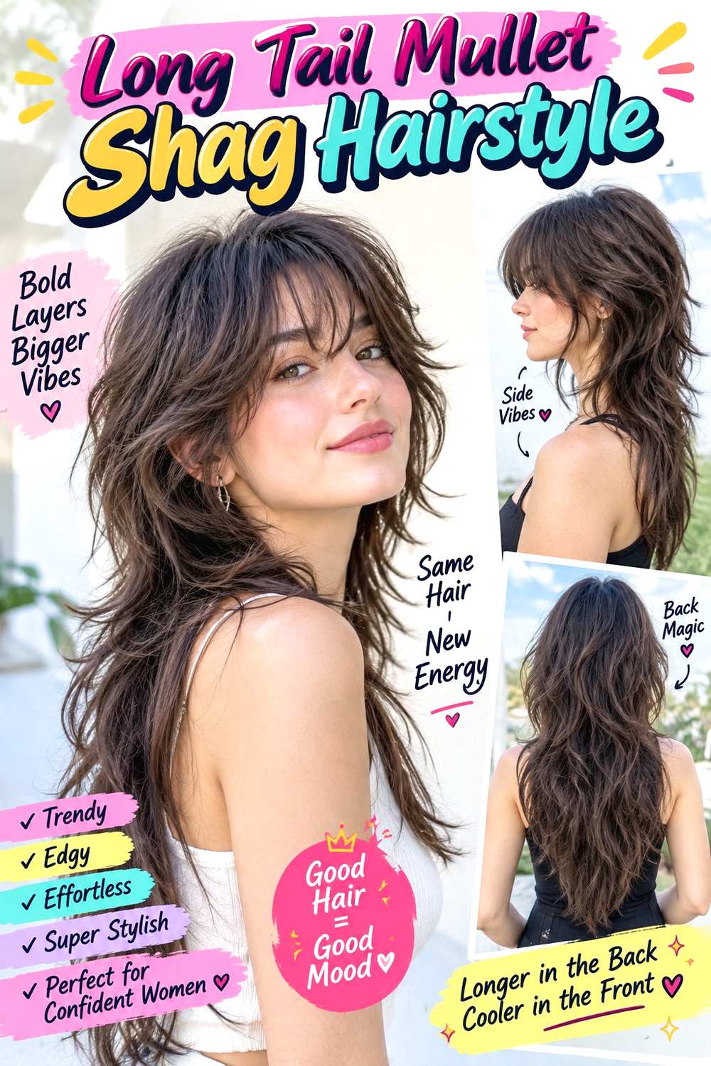 Long Tail Mullet Shag Hairstyle