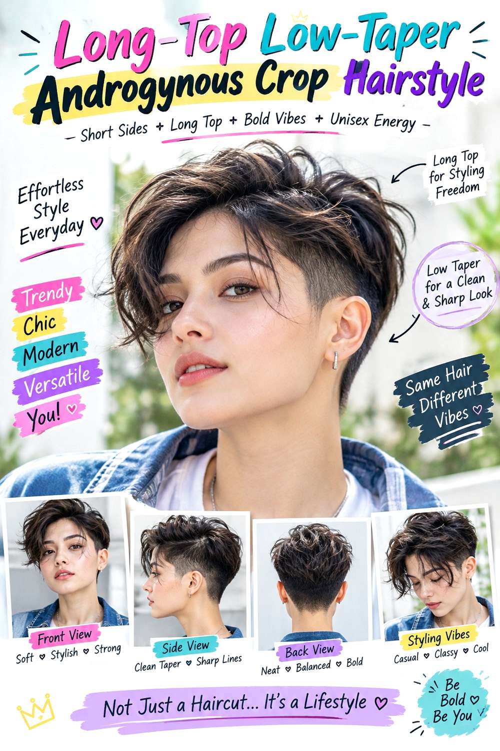 Long-Top Low-Taper Androgynous Crop Hairstyle