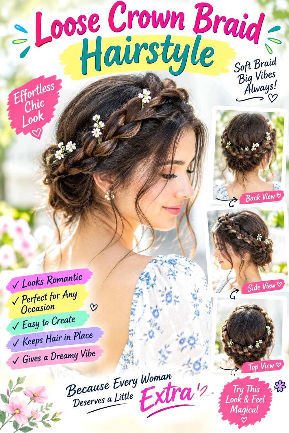 Loose Crown Braid Hairstyle