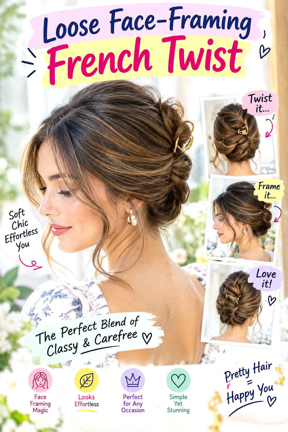 Loose Face-Framing French Twist