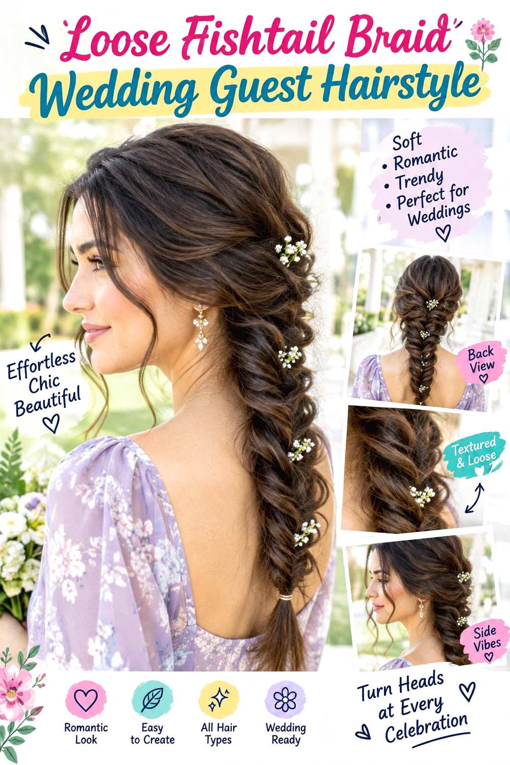 Loose Fishtail Braid Wedding Guest Hairstyle