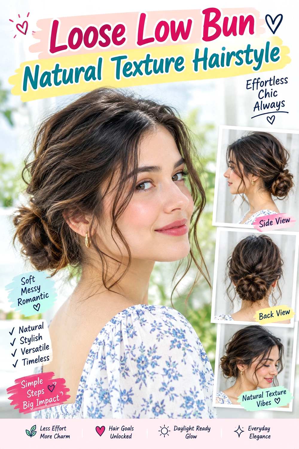Loose Low Bun Natural Texture Hairstyle
