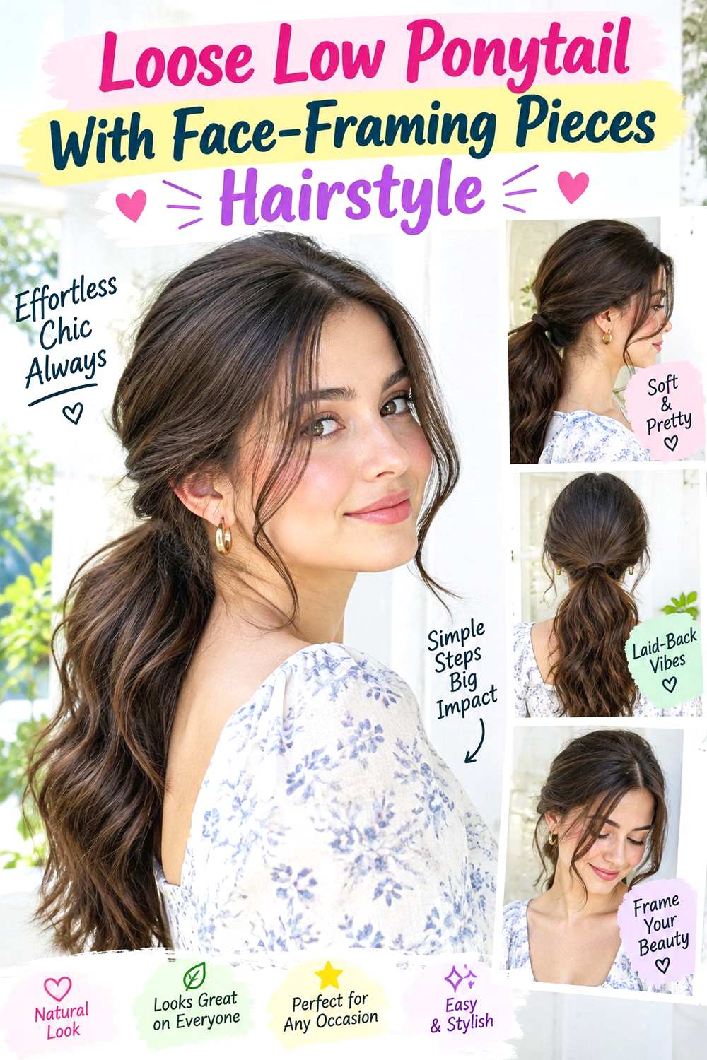 Loose Low Ponytail With Face-Framing Pieces Hairstyle