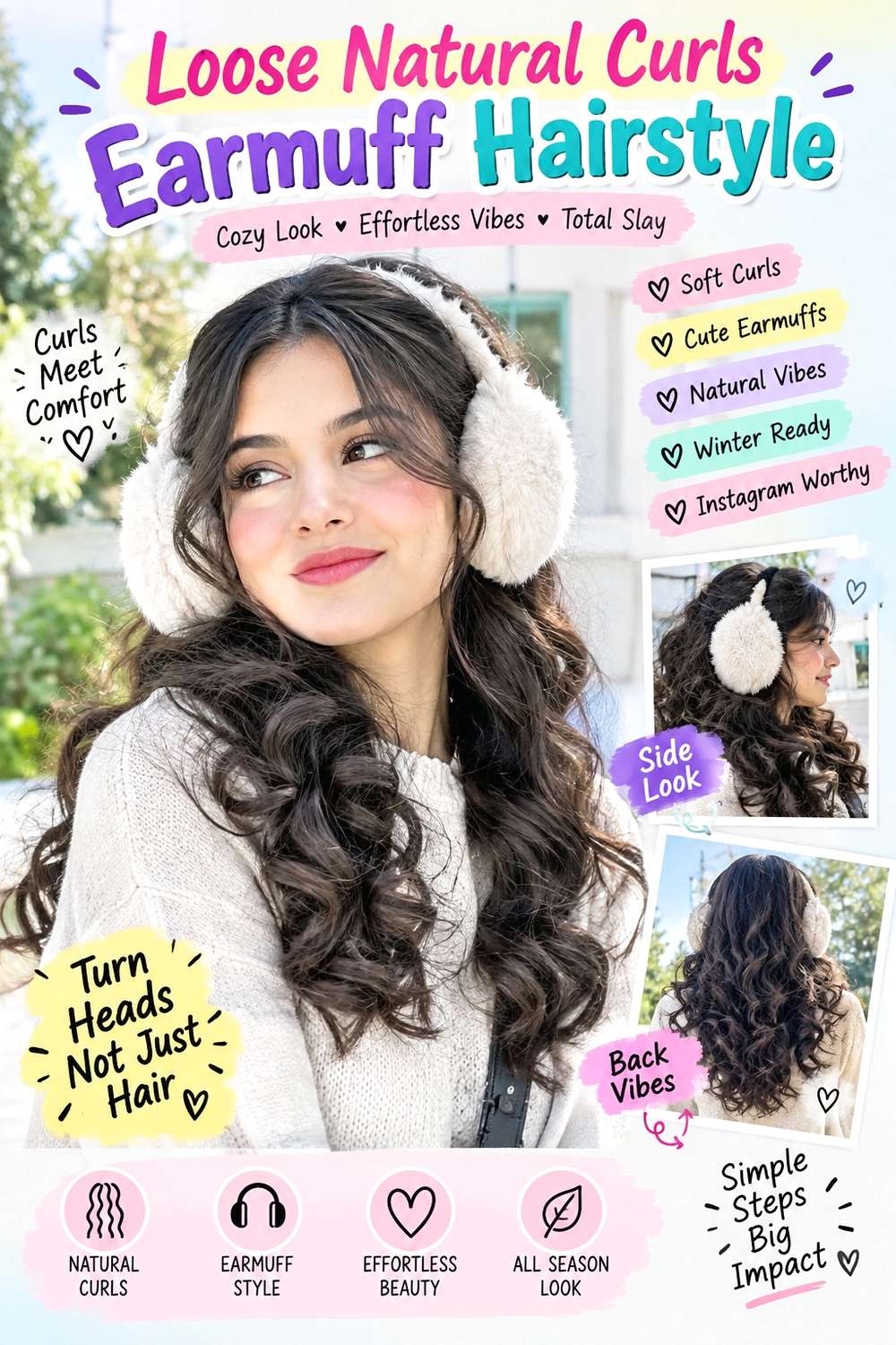 Loose Natural Curls Earmuff Hairstyle