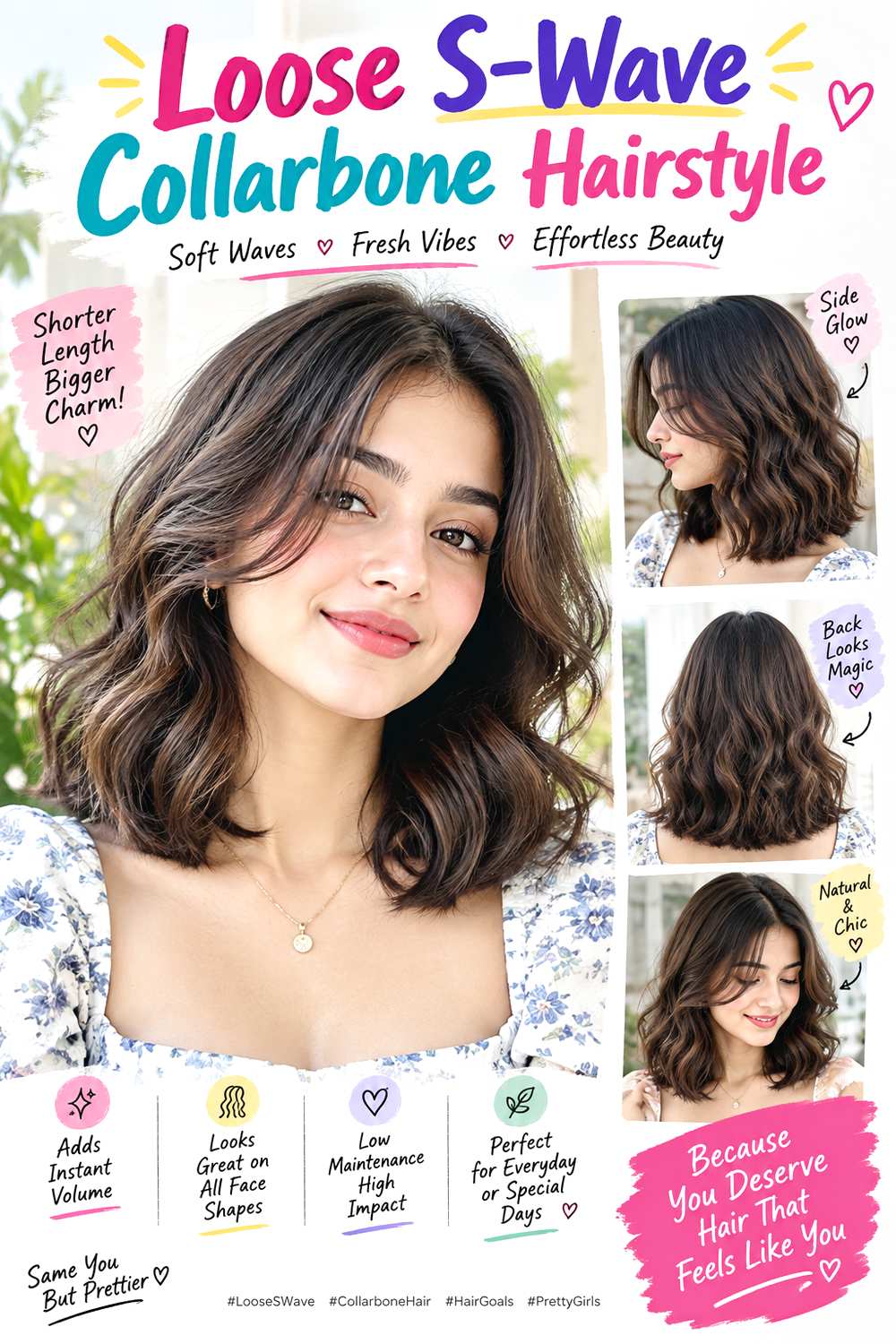 Loose S-Wave Collarbone Hairstyle