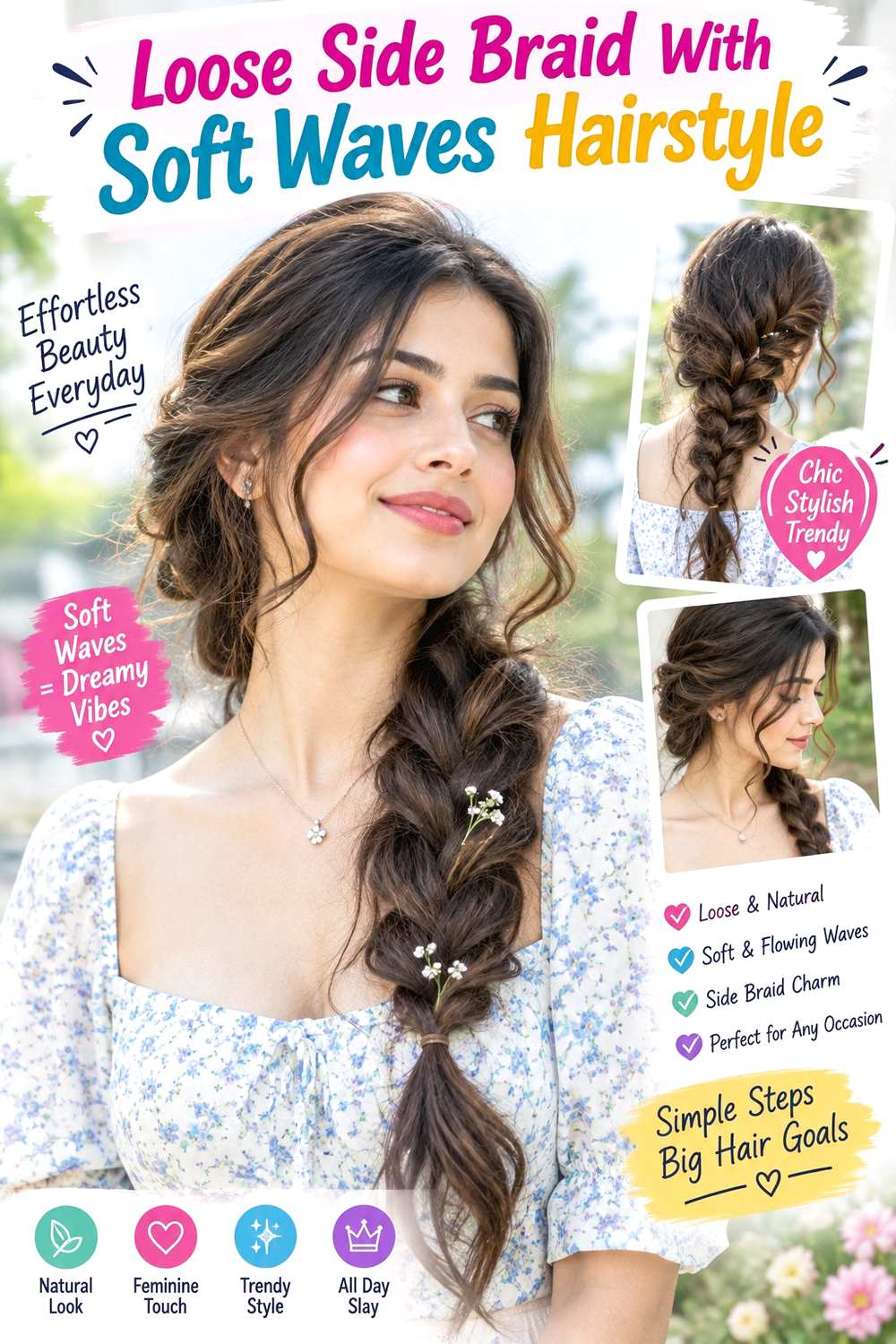 Loose Side Braid With Soft Waves Hairstyle