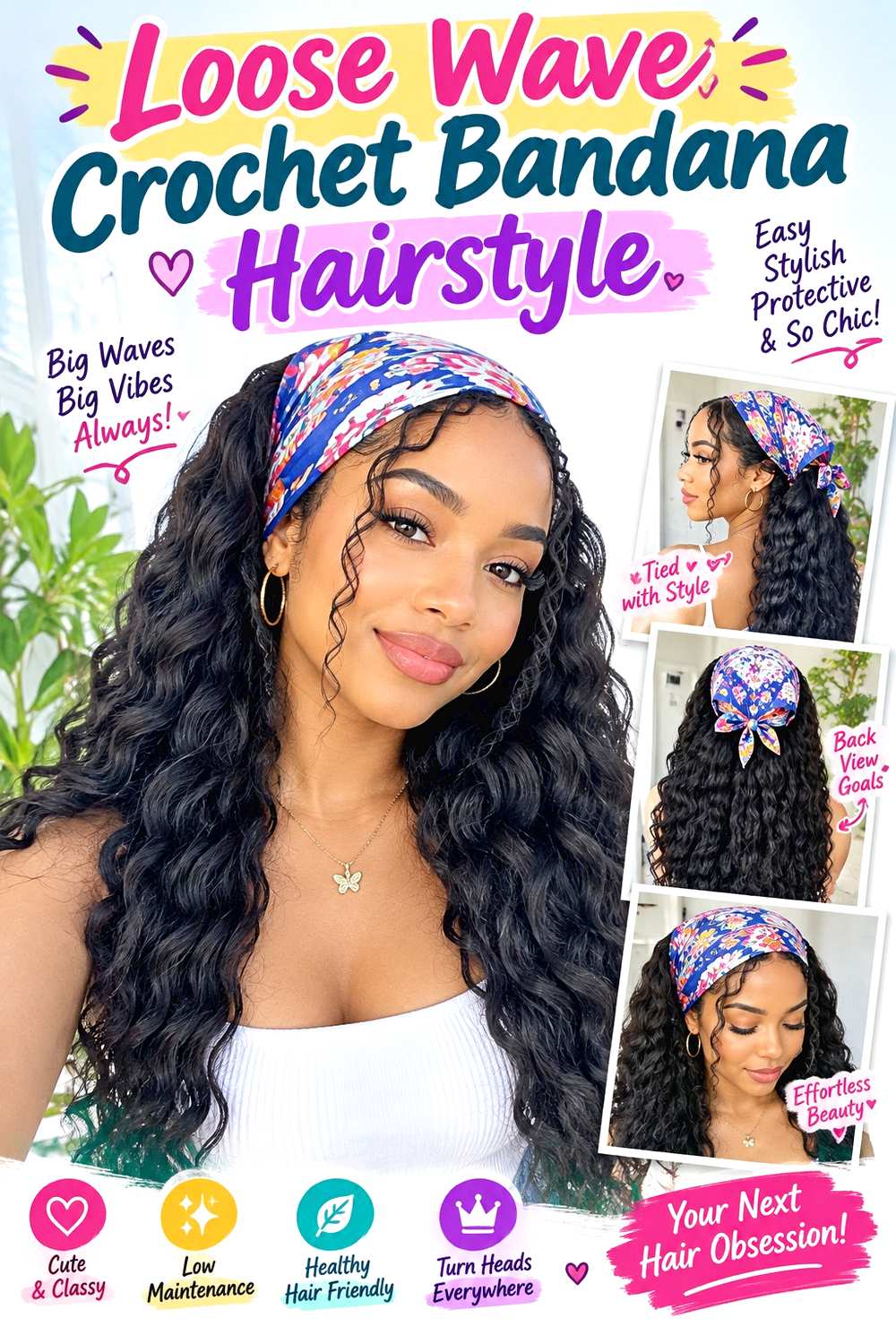 Loose Wave Crochet Bandana Hairstyle