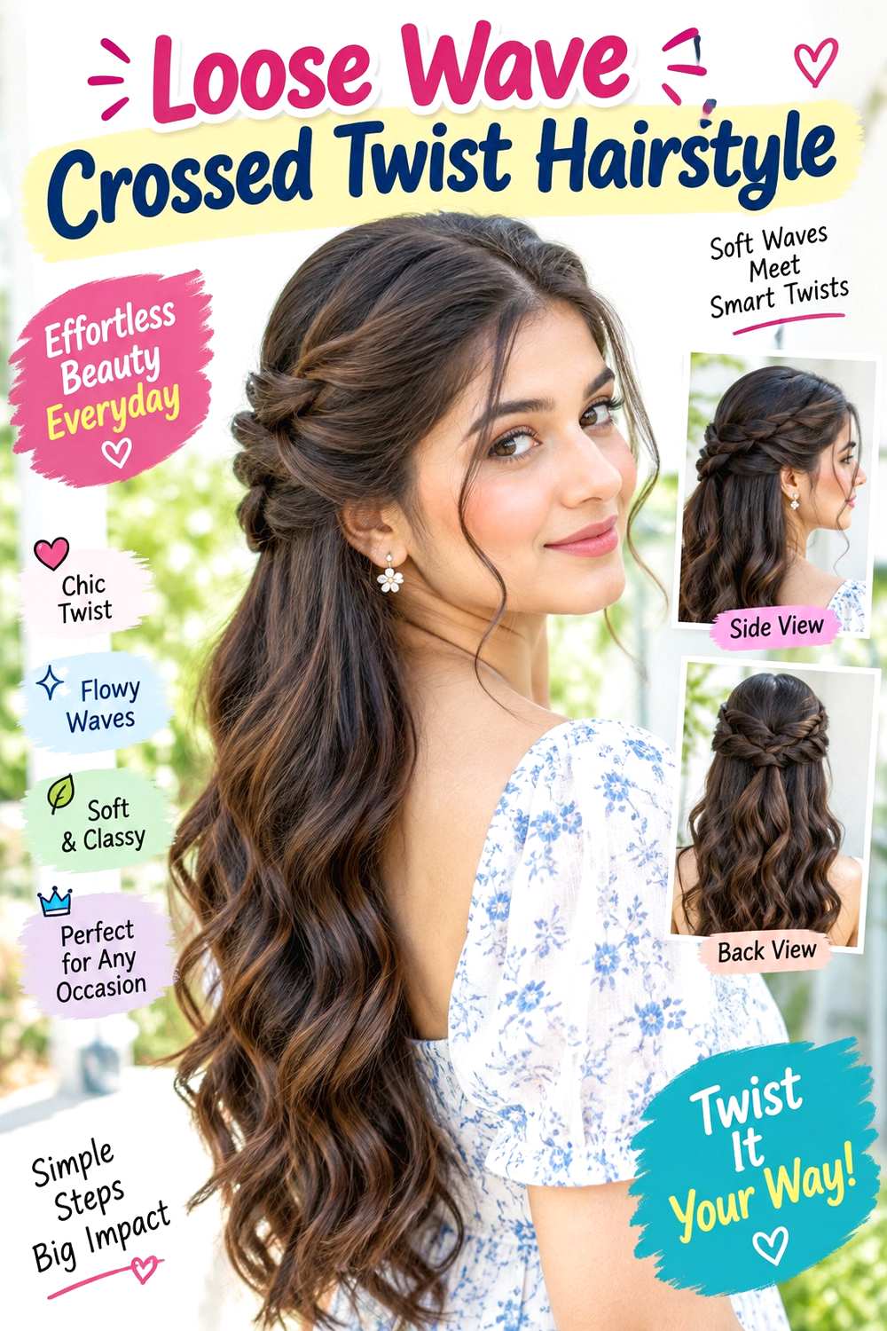 Loose Wave Crossed Twist Hairstyle
