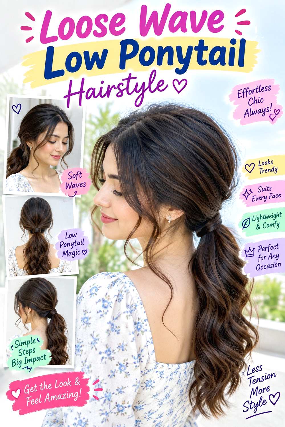Loose Wave Low Ponytail Hairstyle
