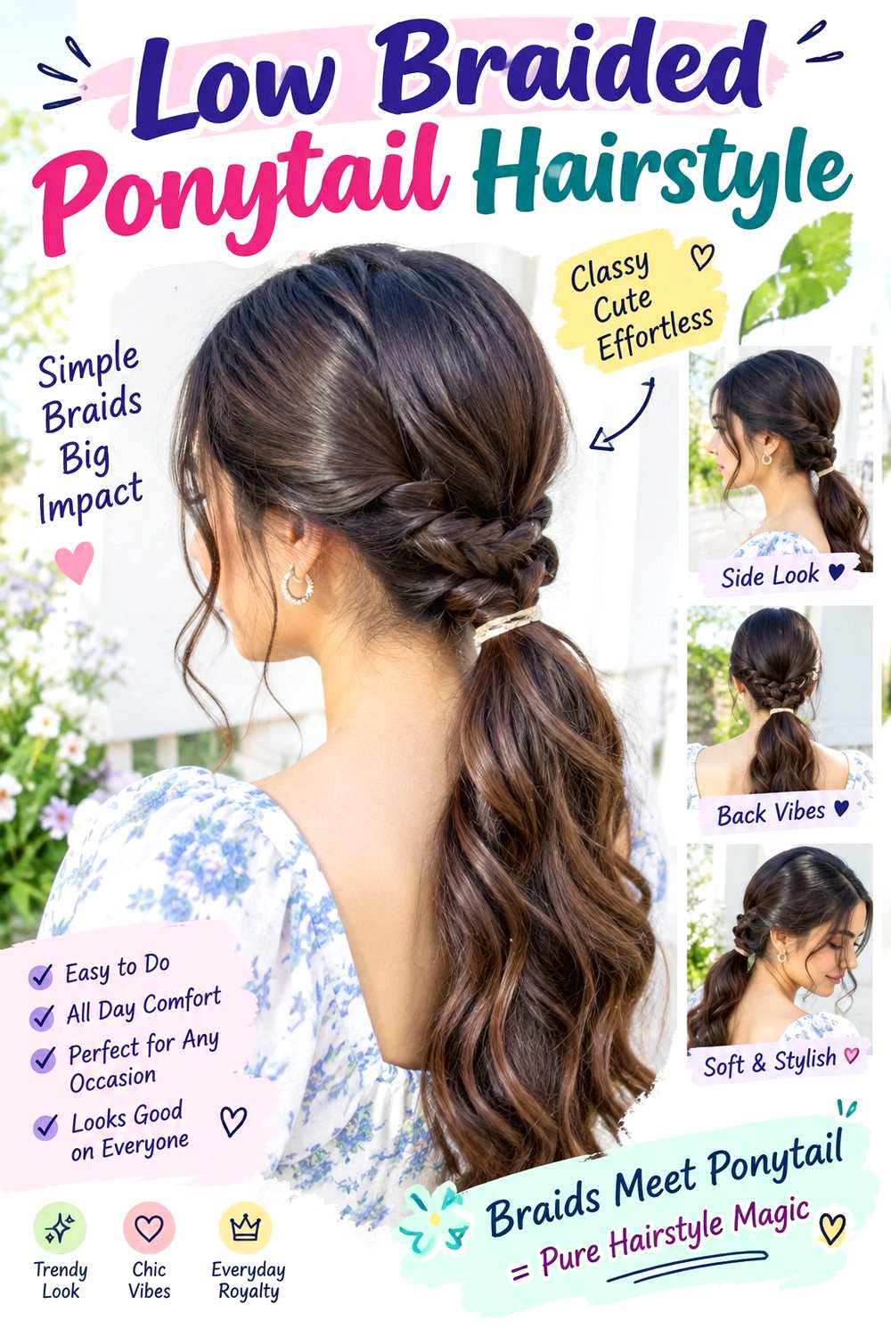 Low Braided Ponytail Hairstyle