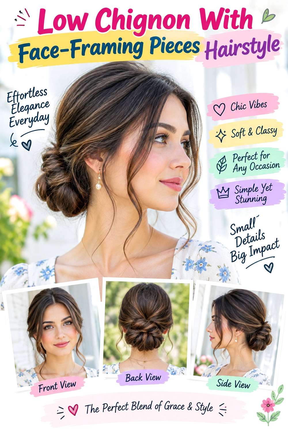 Low Chignon With Face-Framing Pieces Hairstyle ()