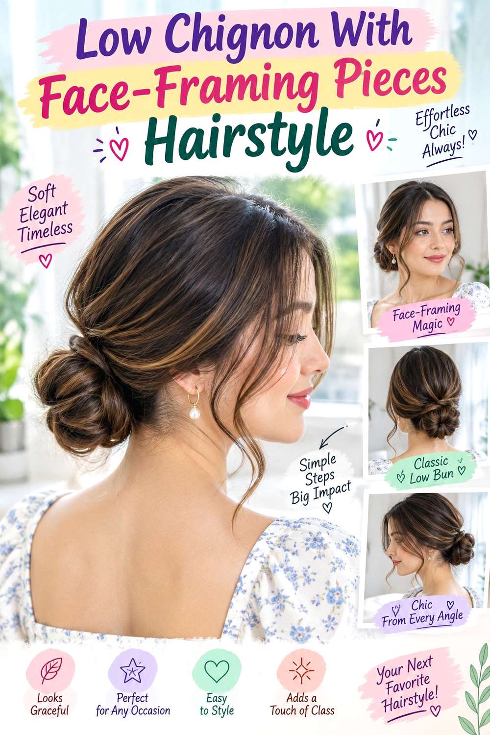 Low Chignon With Face-Framing Pieces Hairstyle