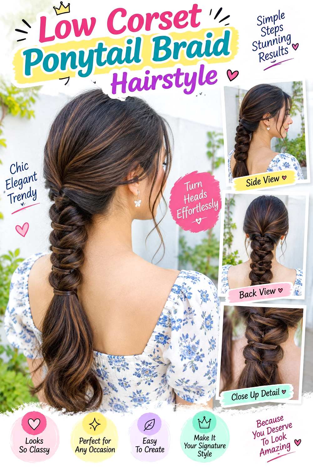 Low Corset Ponytail Braid Hairstyle