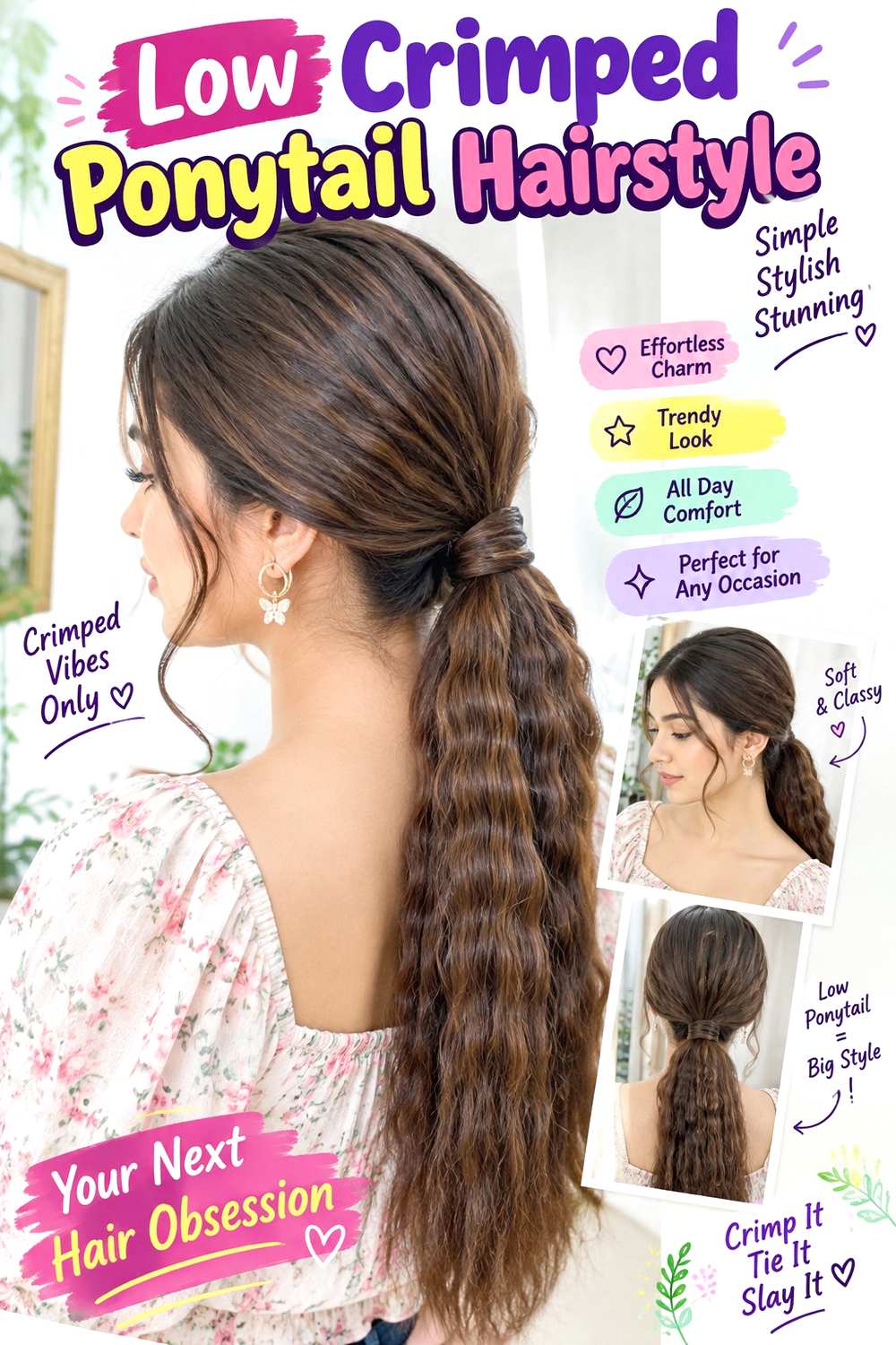 Low Crimped Ponytail Hairstyle