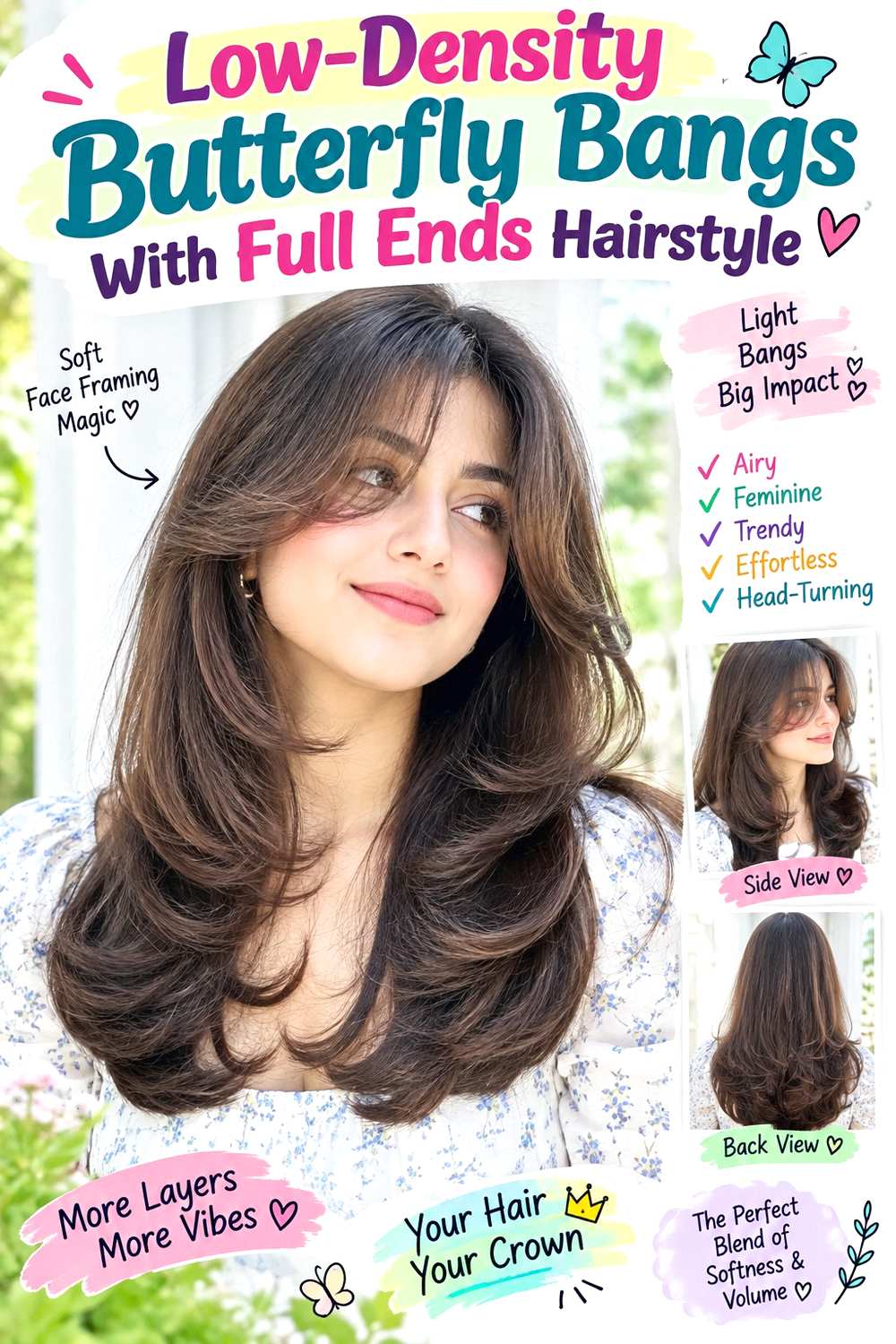 Low-Density Butterfly Bangs With Full Ends Hairstyle