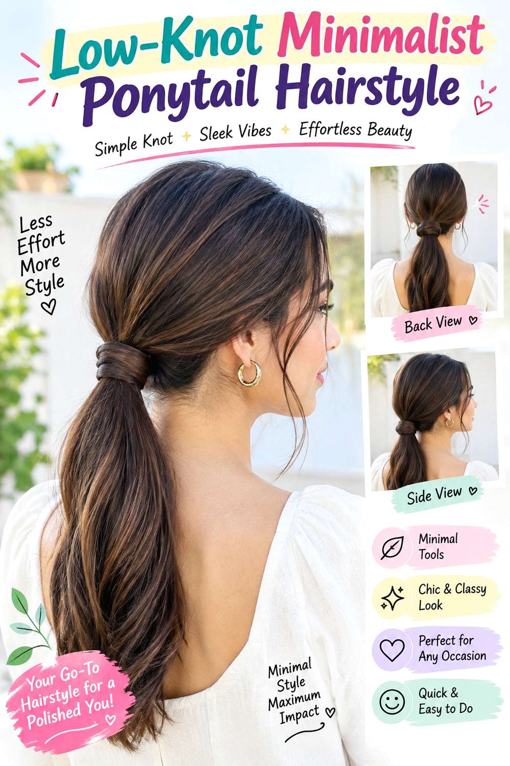 Low-Knot Minimalist Ponytail Hairstyle