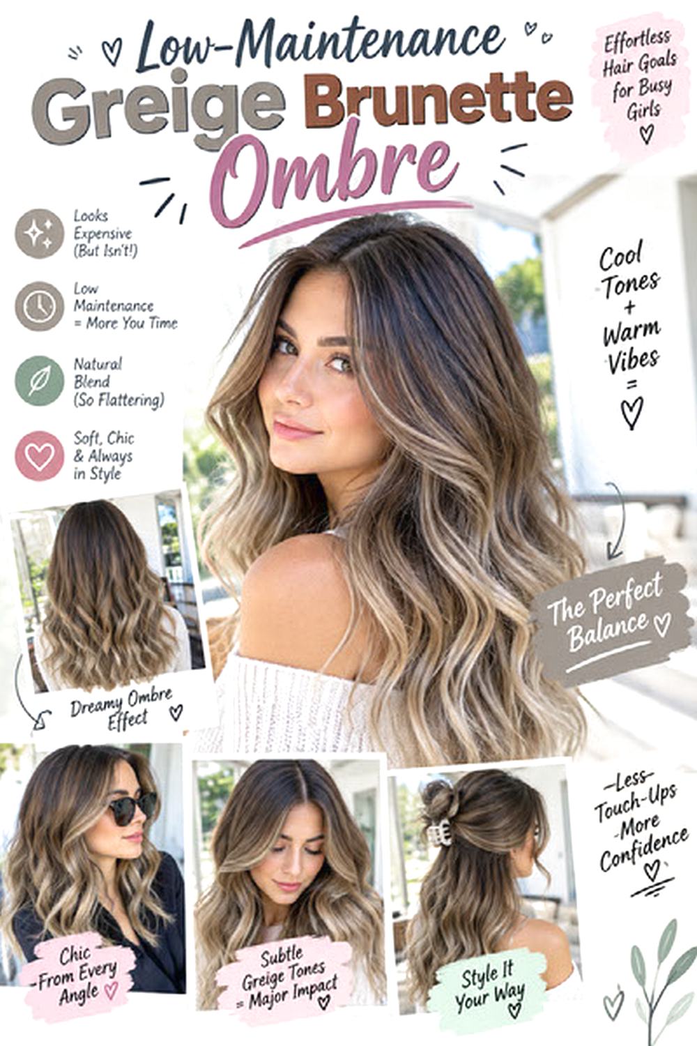 Low-Maintenance Greige Brunette Ombre