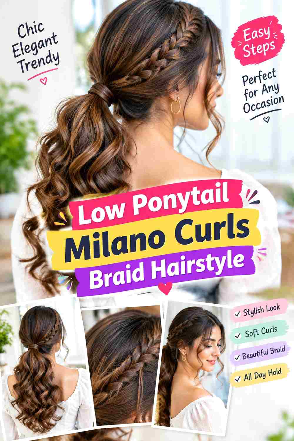 Low Ponytail Milano Curls Braid Hairstyle