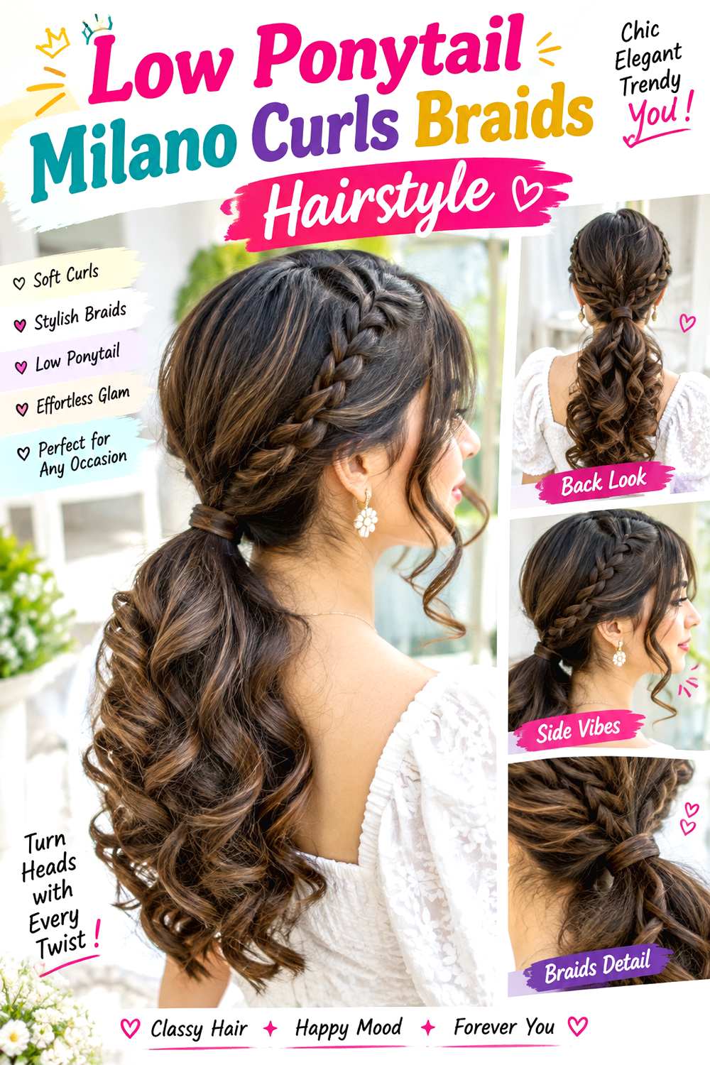 Low Ponytail Milano Curls Braids Hairstyle